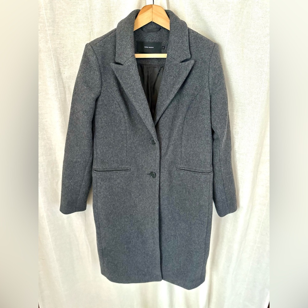 Vero Moda Charcoal Blazer Wool Coat